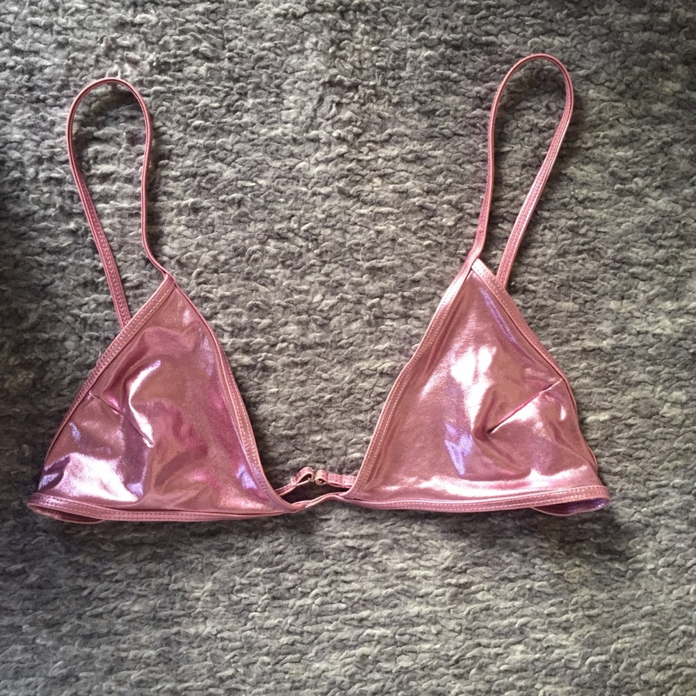 Pink metallic bathing suit top
